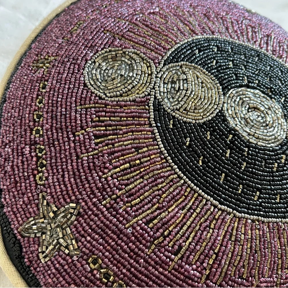 Beaded Moon Phases Decorative Pillow